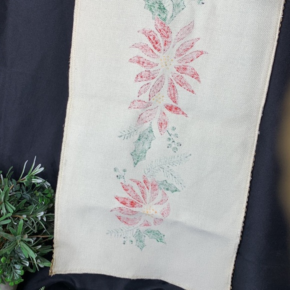 Beautiful vintage hand stenciled cotton Christmas table runner - Picture 13 of 13